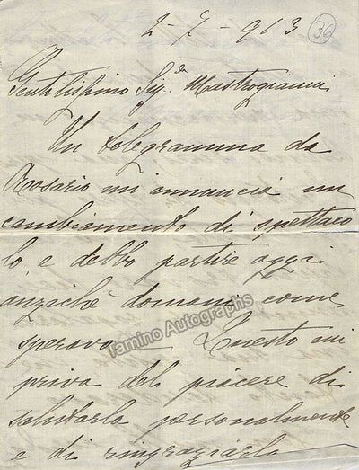 Farneti, Maria - Autograph Letter Signed 1913
