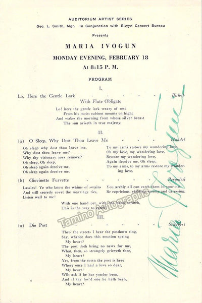 Ivogun, Maria - Signed Program