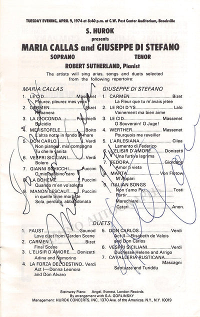Callas, Maria - Di Stefano, Giuseppe - Double Signed Program 1974