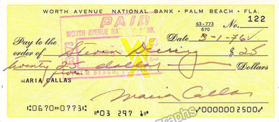 Callas, Maria - Signed Check 1976