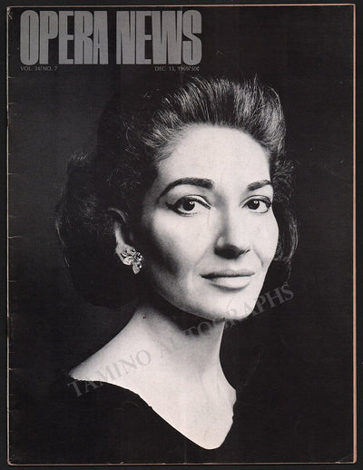 Callas, Maria - Opera News Magazine 1969