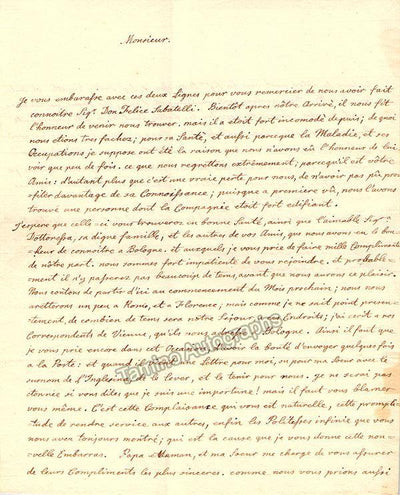 Davies, Marianne - Autograph Letter Signed 1772