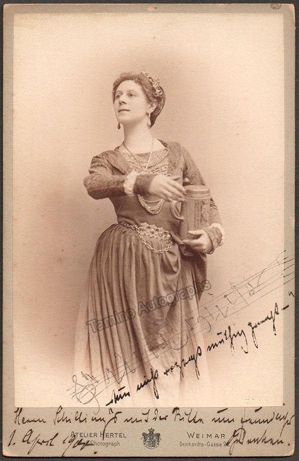 Gutheil-Schoder, Marie - Signed Cabinet Photo in Der Pfeifertag 1900 - Tamino