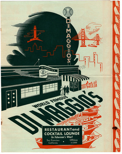 Monroe, Marilyn - Signed DiMaggio's Restaurant Menu
