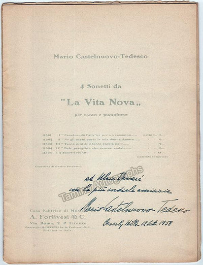 Castelnuovo-Tedesco, Mario - Signed Printed Score "La Vita Nova"