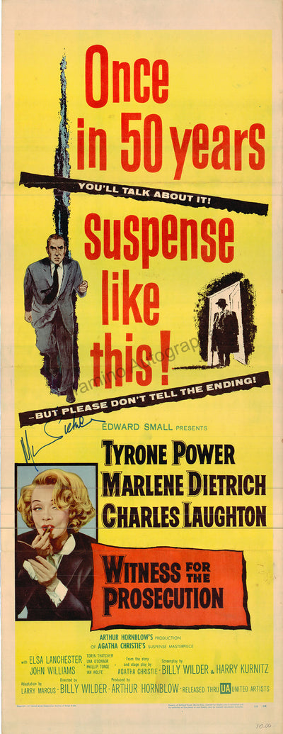 Dietrich, Marlene - Signed Poster "Witness for the Prosecution"