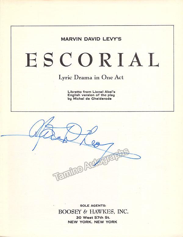 Levy, Marvin David - Mourning Becomes Elektra Signed Program - Tamino
