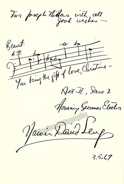 Levy, Marvin David - Autograph Music Quote Signed 1967