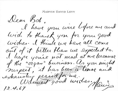 Levy, Marvin David - Autograph Letter Signed 1967