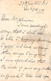 Davies, Mary - Autograph Letter Signed 1918