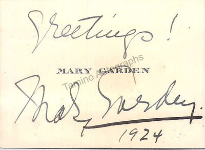 Garden, Mary - Signed Personal Card 1924