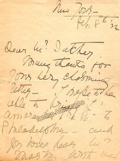 Garden, Mary - Autograph Letter Signed