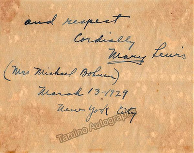 Lewis, Mary - Signed Album Page 1929
