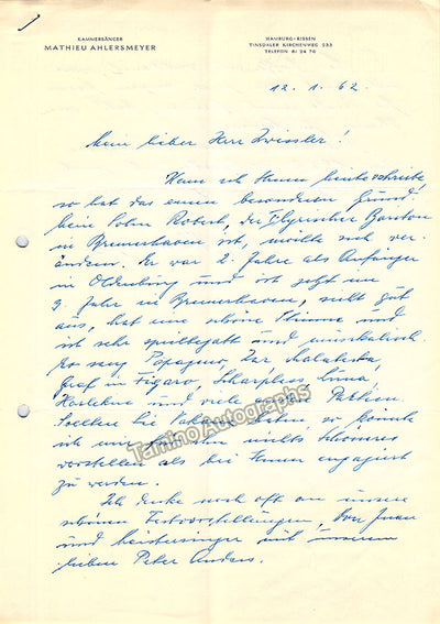 Ahlersmeyer, Mathieu - Autograph Letter Signed