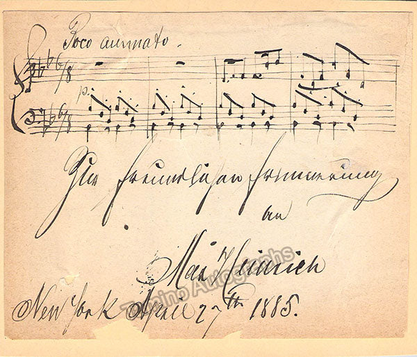 Heinrich, Max - Autograph Music Quote Signed 1885