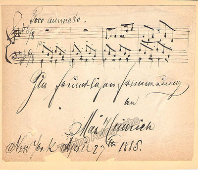 Heinrich, Max - Autograph Music Quote Signed 1885