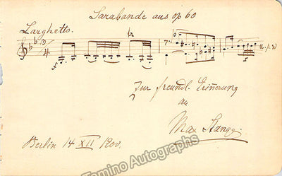 Stange, Max - Autograph Music Quote Signed 1900