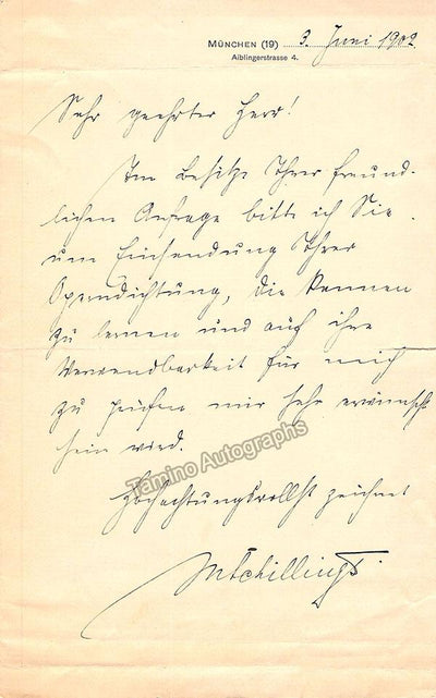 Schillings, Max von - Autograph Note Signed 1902