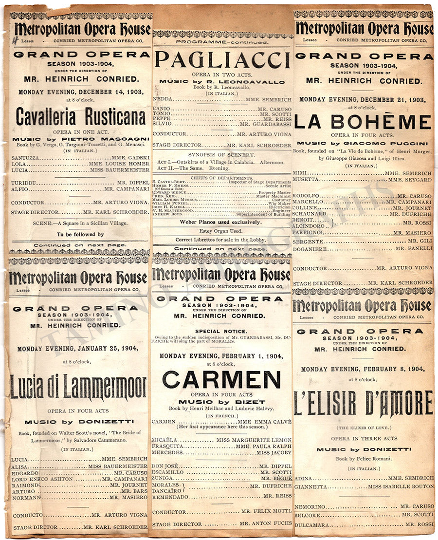 Opera Program Clips Collection Met Manhattan 1903-1910 – Tamino