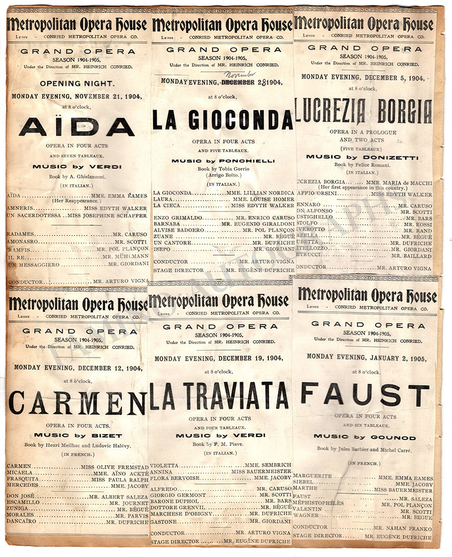 Opera Program Clips Collection Met Manhattan 1903-1910 – Tamino