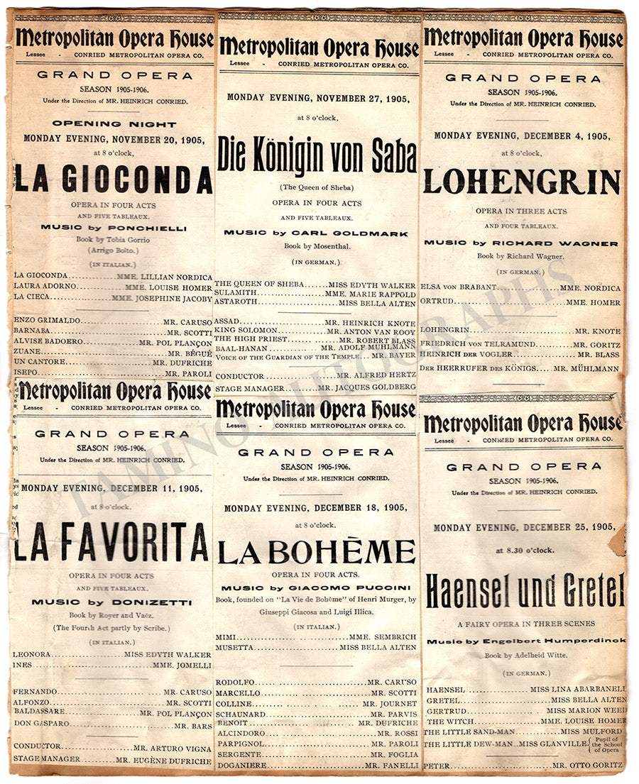 Opera Program Clips Collection Met Manhattan 1903-1910 – Tamino