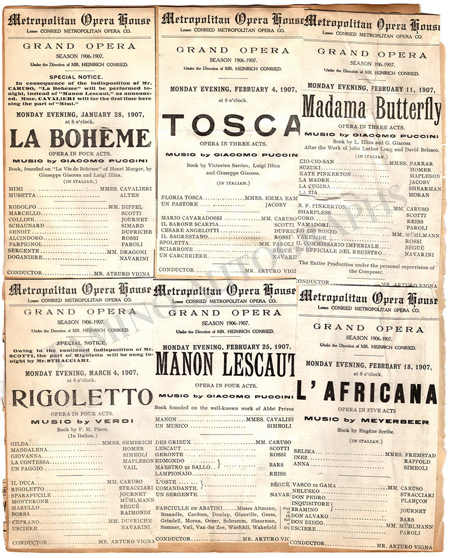 Opera Program Clips Collection Met Manhattan 1903-1910 – Tamino