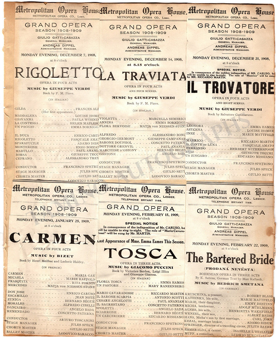 Opera Program Clips Collection Met Manhattan 1903-1910 – Tamino