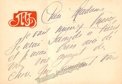 Heglon, Meyriane - Autograph Note Signed