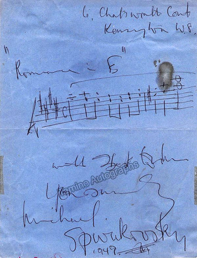 Spivakovsky, Michel - Autograph Music Quote Signed 1949