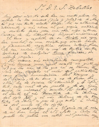 De Unamuno, Miguel - Autograph Letter Signed 1900