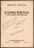 Rozsa, Miklos - Signed Score Concerto for String Orchestra 1945
