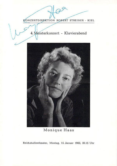 Haas, Monique - Signed Program Kiel 1962