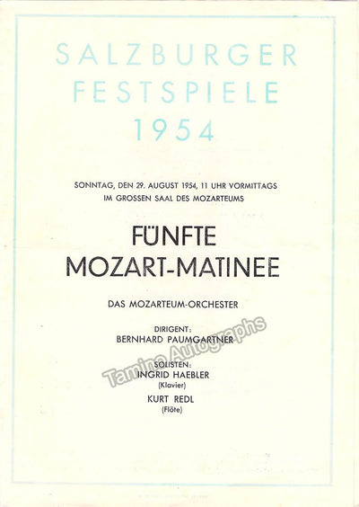 Haebler, Ingrid - Concert Program 1954