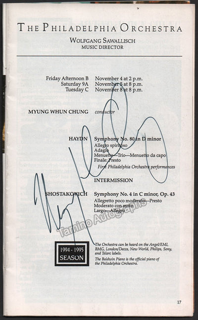 Chung, Myung-Whun - Signed Program Philadelphia 1994