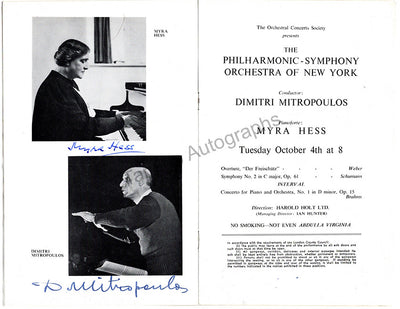 Hess, Myra - Mitropoulos, Dimitri - Double Signed Program London 1955
