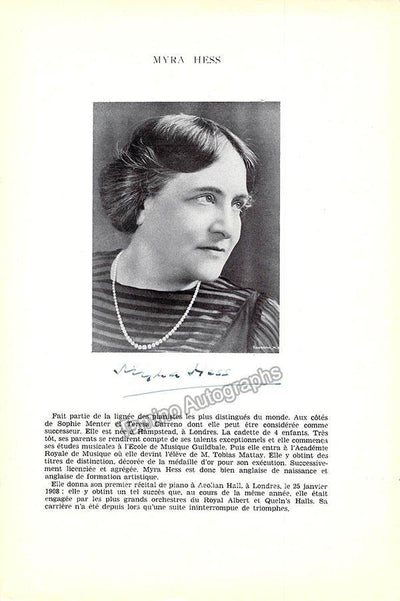 Hess, Myra - Signed Program Page