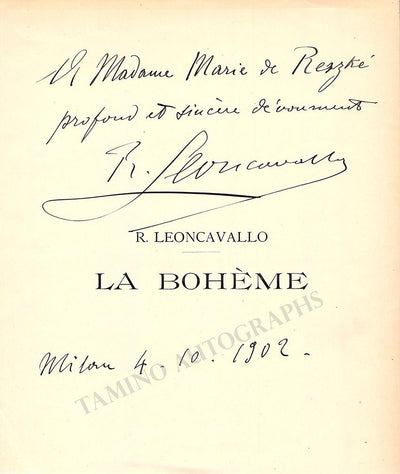 Leoncavallo, Ruggero - Signed "La Boheme" Score Page