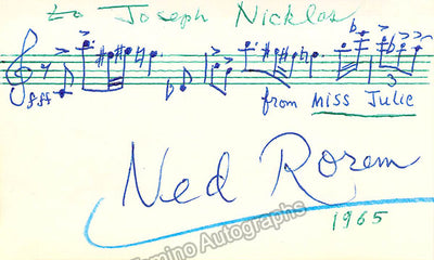 Rorem, Ned - Autograph Music Quote Signed 1965