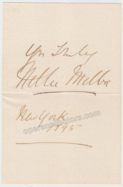 Melba, Nellie - Autograph Note Signed 1895