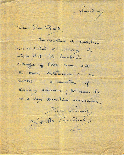 Cardus, Neville - Autograph Letter Signed