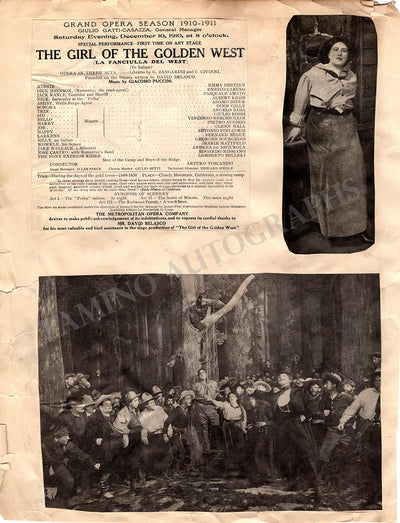 La Fanciulla del West - World Premiere Program Clip & Photos 1910