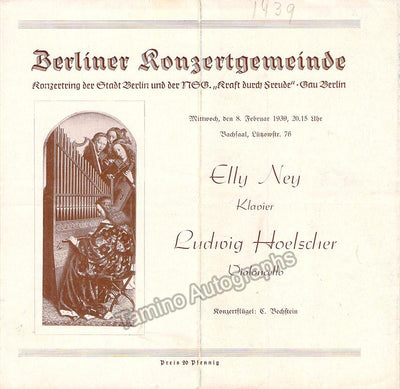 Hoelscher, Ludwig - Ney, Elly - Concert Program 1939