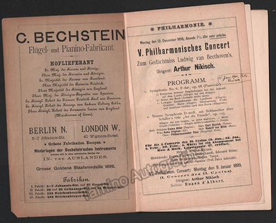 Nikisch, Arthur - Beethoven Concert Program 1898