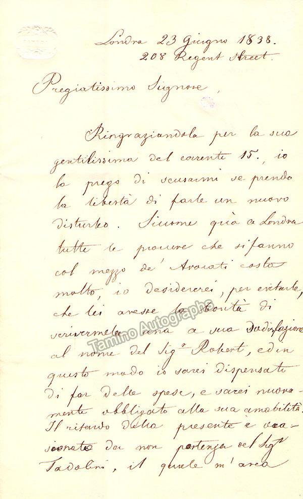 Ivanov, Nikolai - Autograph Letter Signed 1838 - Tamino