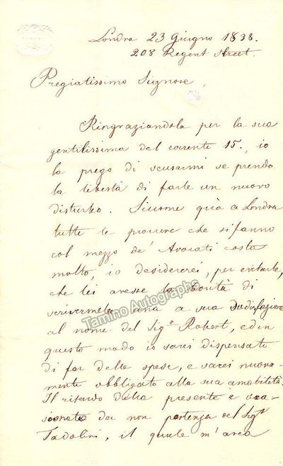 Ivanov, Nikolai - Autograph Letter Signed 1838