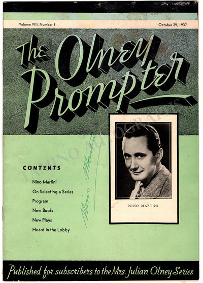 Martini, Nino - Signed Program New York 1937