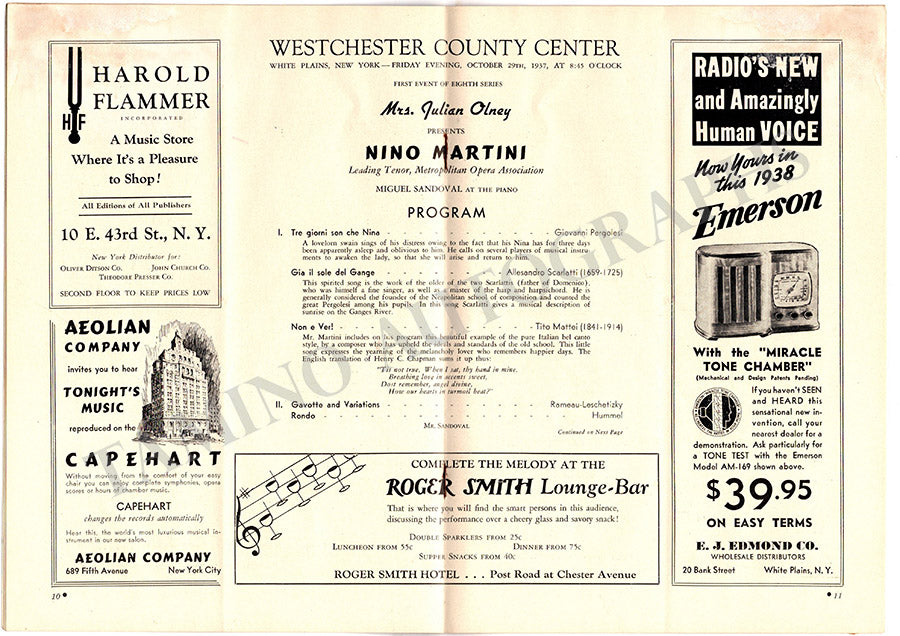 Martini, Nino - Signed Program New York 1937