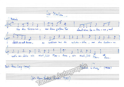 Schulze, Norbert - Autograph Music Quote + Two Signed Photographs