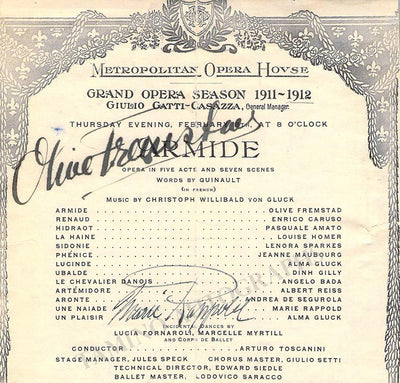 Fremstad, Olive - Rappold, Marie - Signed Program Clip Metropolitan Opera New York 1912