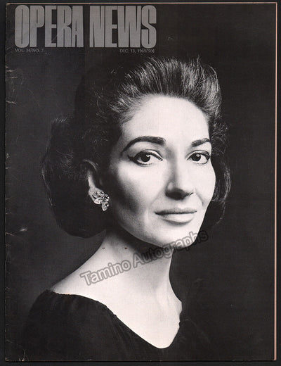 Callas, Maria - Opera News Magazine December 1969
